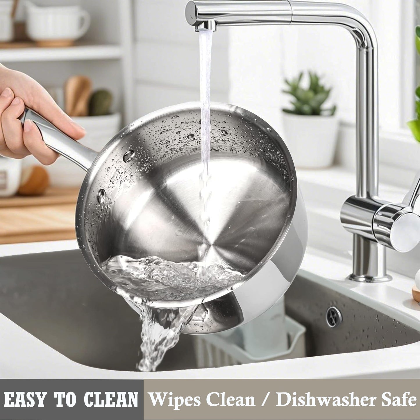 SHEUMNT Stainless Steel pots and pans set, 6 Piece Nonstick Induction Kitchen Cookware Set, Works with Induction/Electric and Gas Cooktops, Nonstick, Oven Safe, Camping Cookware