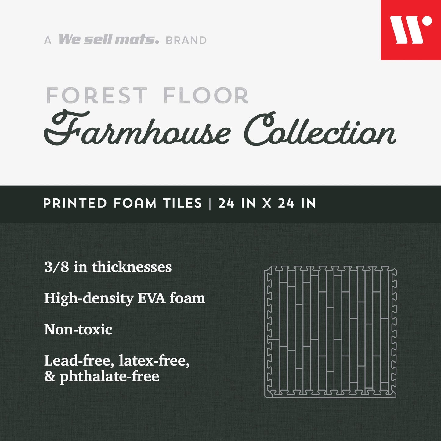 Forest Floor Farmhouse 5/8 Inch Thick Printed Foam Tiles, Premium Wood Grain Interlocking Foam Floor Mats, Anti-Fatigue Flooring – Stylish Flooring Solution, Porch Post White, 24 Sq Ft