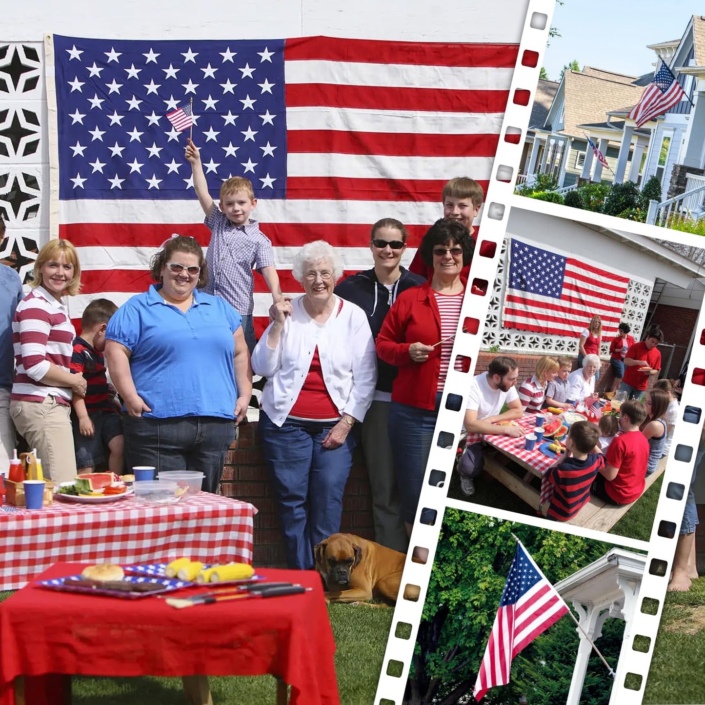 American Flag 2.5x4 FT Outdoor, Heavy Duty High Wind US Flag, Embroidered Stars, Sewn Stripes, Brass Grommets, The Best Double Sided United States Flag Suitable For Outside Use