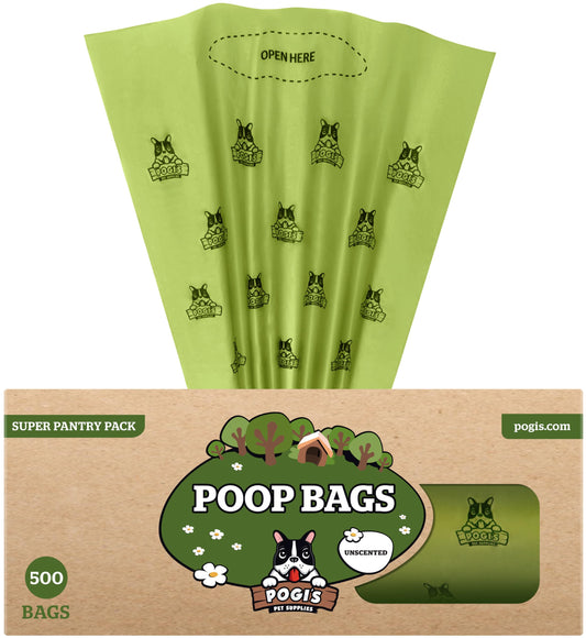 Pogi's Poop Bags – Large, Leak-Proof Dog Waste Bags for Yard or Home Use, Unscented (Single Roll, 500-Count)