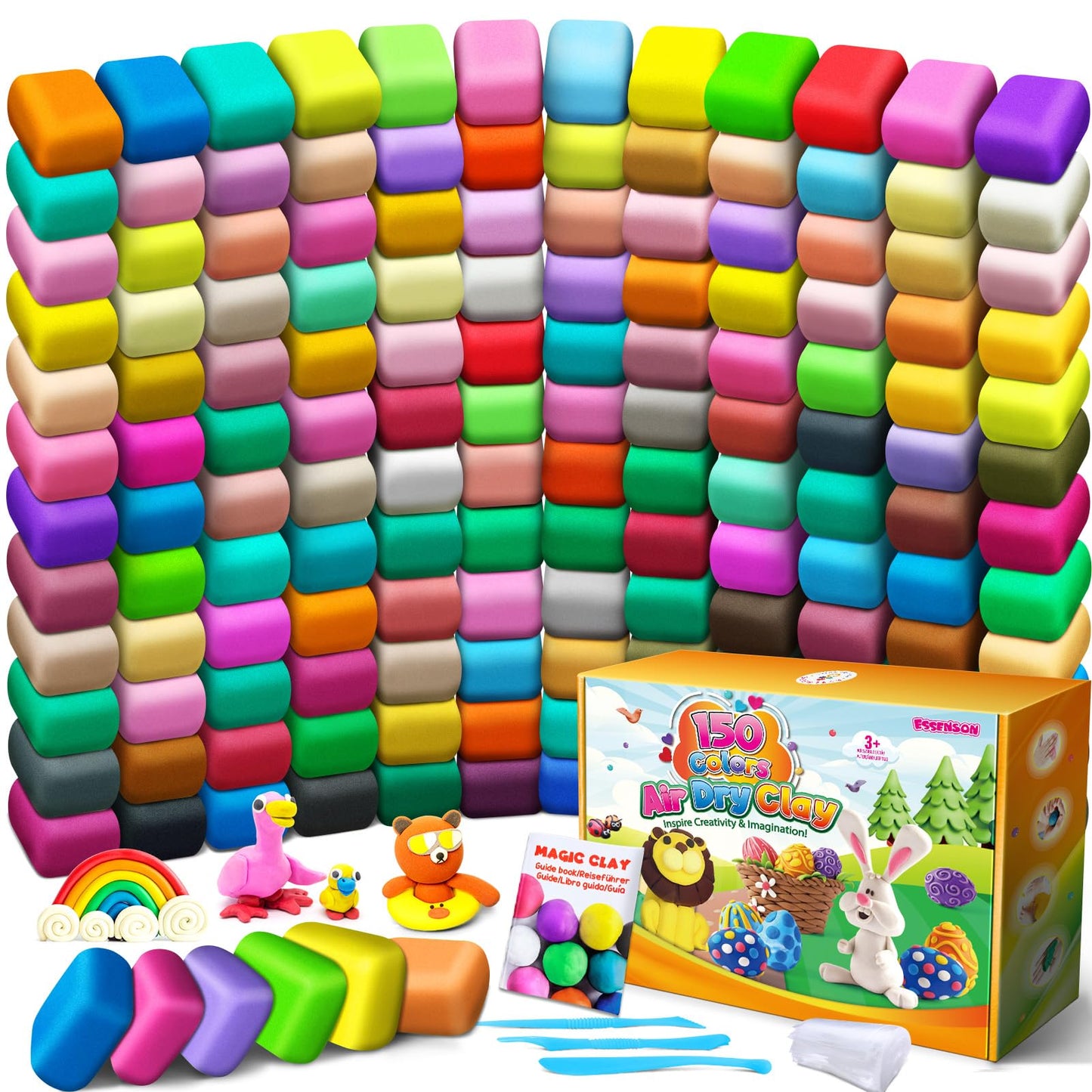 ESSENSON Air Dry Clay 150 Colors, Modeling Clay for Kids, DIY Molding Magic Clay for with Tools, Toys Gifts for Age 3 4 5 6 7 8+ Years Old Boys Girls Kids