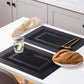 LEXMORE Placemats Set of 6 Vinyl/Plastic Woven Place Mats for Kitchen Table Indoor/Outdoor Washable Placemat Wipeable Dining Table Mats(Black Cube)