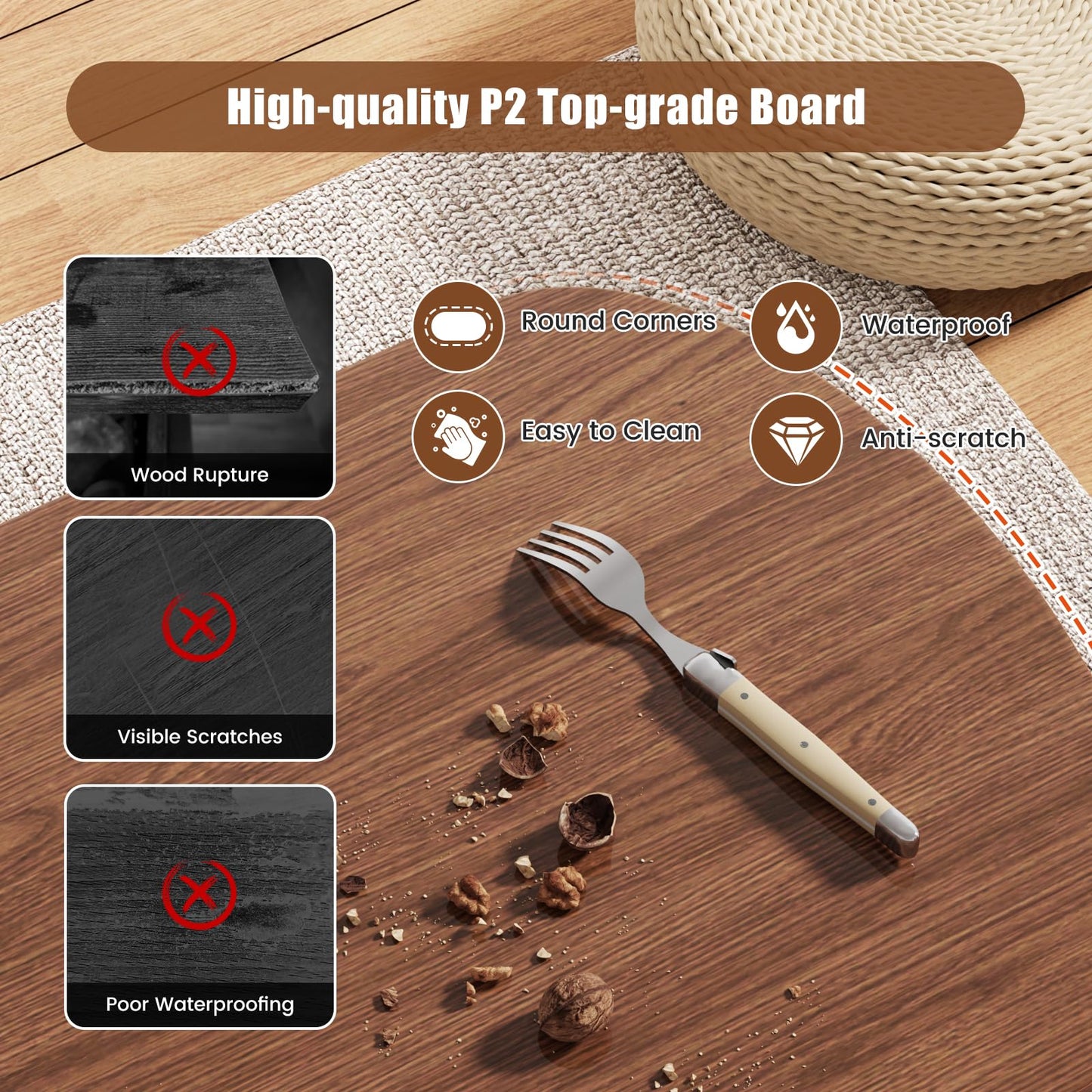 ALLSTAND 48" Oval Lift Top Coffee Table with Storage Metal Legs & Large Hidden Compartment, Coffee Tables with Lifting Top with Open Shelf, Lift Coffee Table with Wooden Lift Tabletop for Living Room