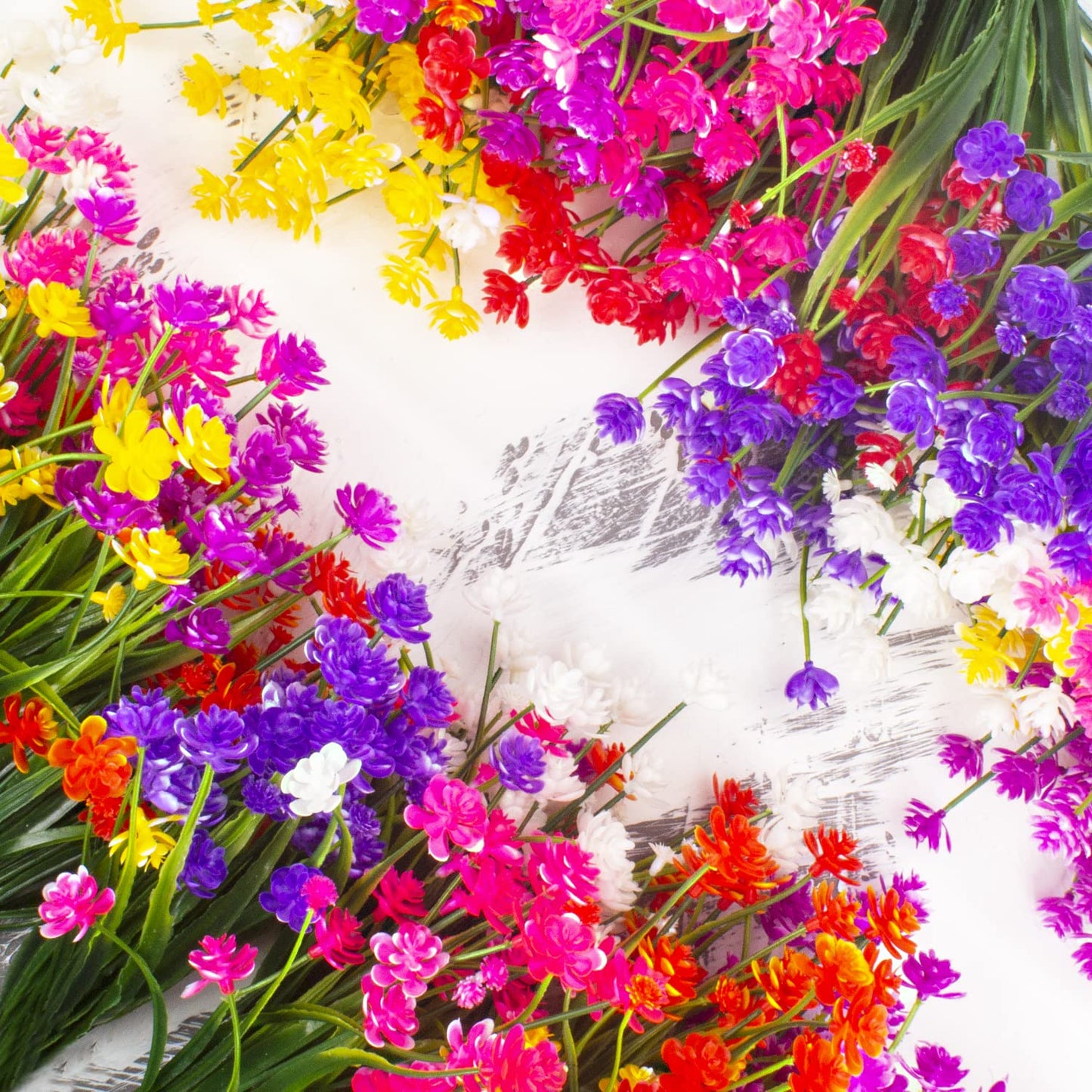 Grunyia 8 Bundles Artificial Outdoors Flowers (Purple-Daffodil)