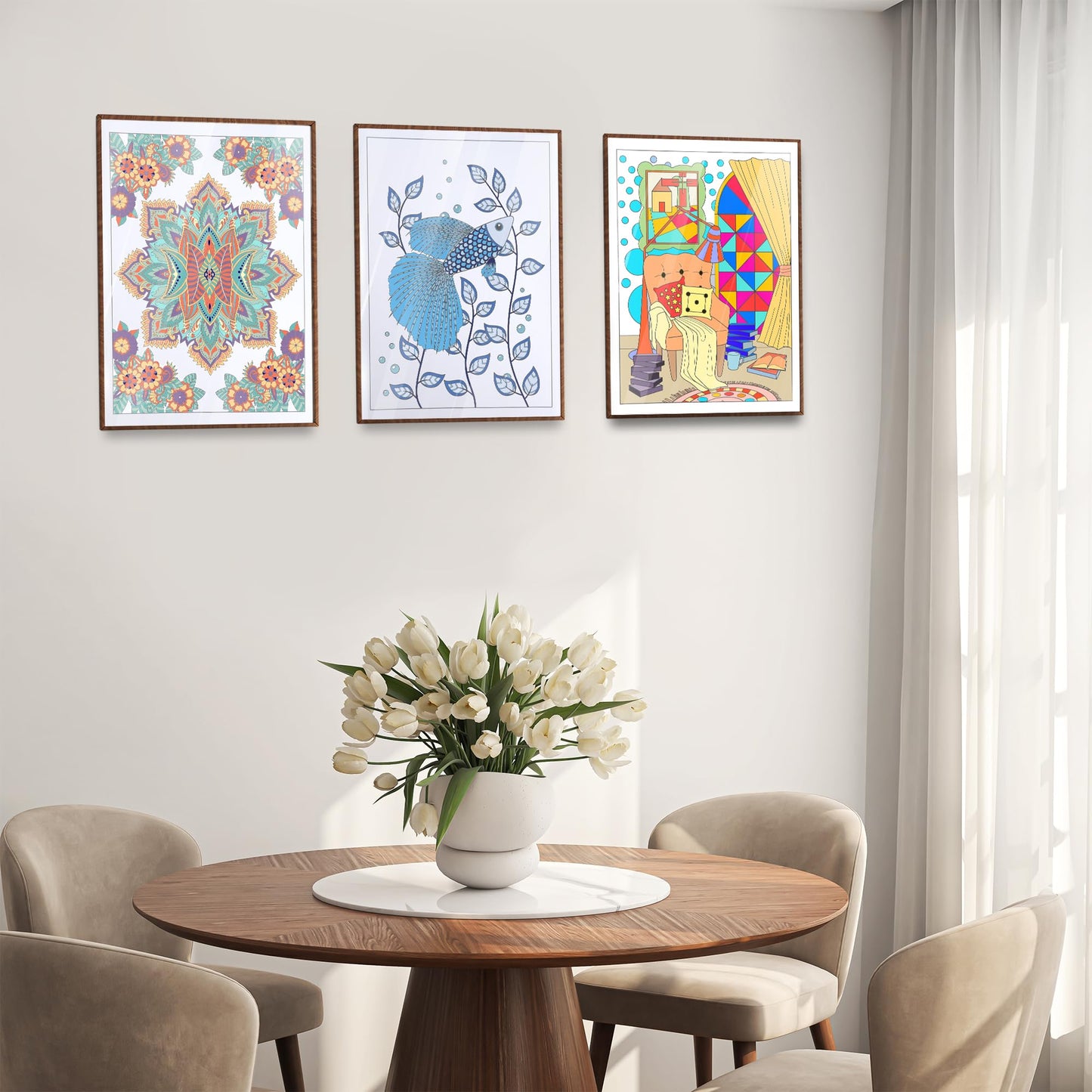 DreamWhirl Adult Coloring Books:Set of 3 Relaxing Adult Coloring Book with Animals, Flowers and Mandalas| Coloring Books for Adult to Relieve Anxiety