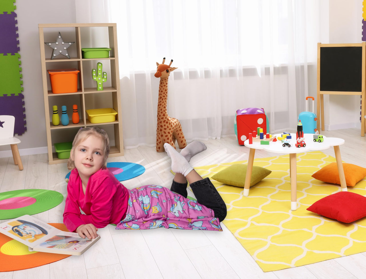 NATAHEAVEN Sensory Weighted Lap Pad 5 lbs - Teenager Boys Girls -Soft Warm Comfortable Items for Calm Down - Weighted Lap Pad for Kids with Sensory Needs - 18 * 21 inch