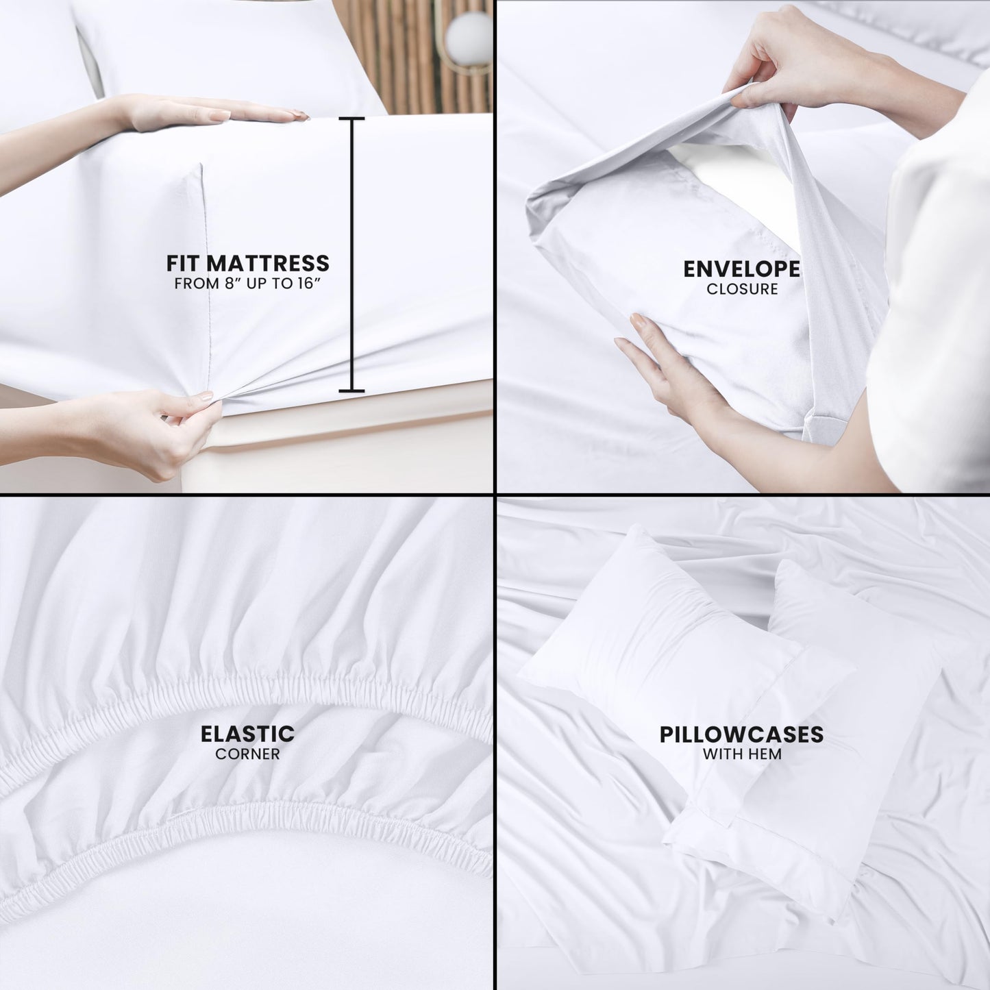 Utopia Bedding Queen Sheet Set – 4 Piece Bed Sheets for Queen Size Bed, Soft and Breathable Microfiber, Includes 1 Fitted Sheet, 1 Flat Sheet and 2 Pillowcases (White)