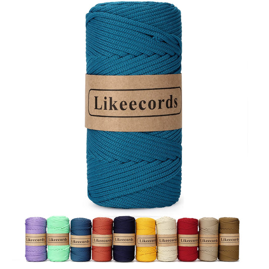 4mm Polyester Braided Macrame Cord Rope 140Yards /426Feet Macrame Supplies for DIY Crafts, Elastic Yarn for Crocheting Wall Hangings, Plant Hangers, Holders, and Home Decorations (Black)