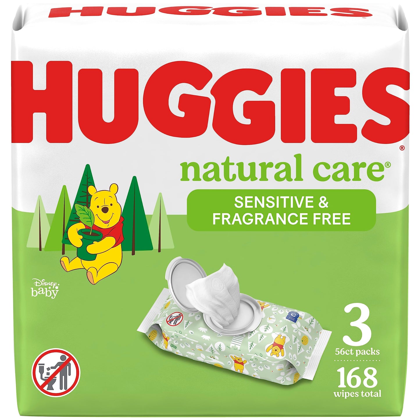 Huggies Natural Care Sensitive Baby Wipes, Unscented, Hypoallergenic, 99% Purified Water, 12 Flip-Top Packs (768 Wipes Total), Packaging May Vary
