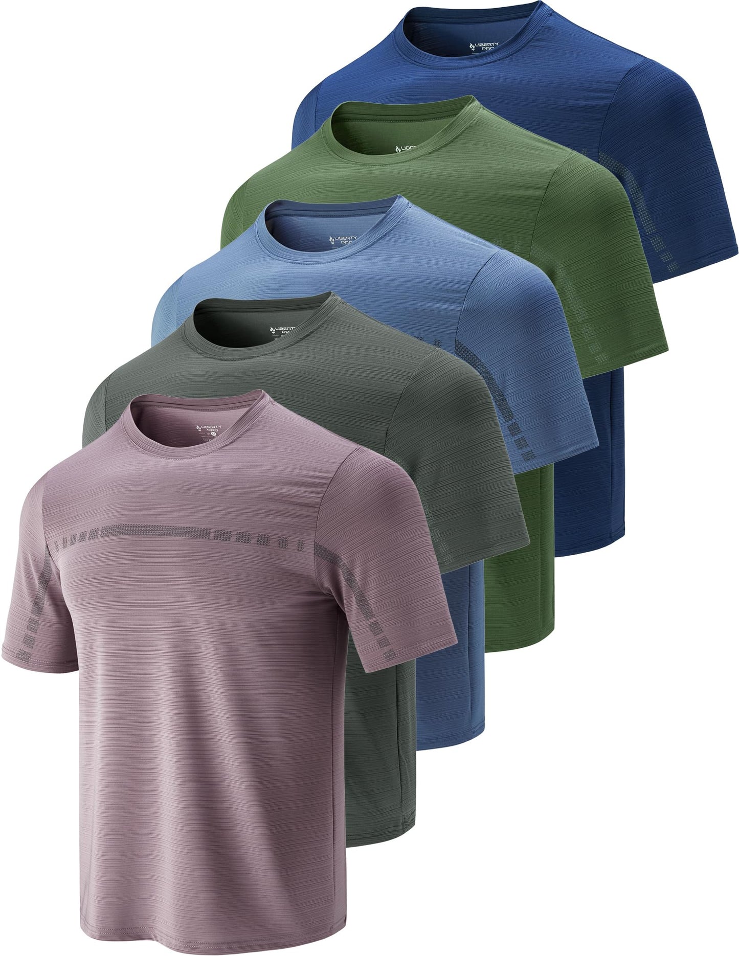 5 Pack Men’s Active Quick Dry Crew Neck T Shirts | Athletic Running Gym Workout Short Sleeve Tee Tops Bulk (Set 12, Medium)
