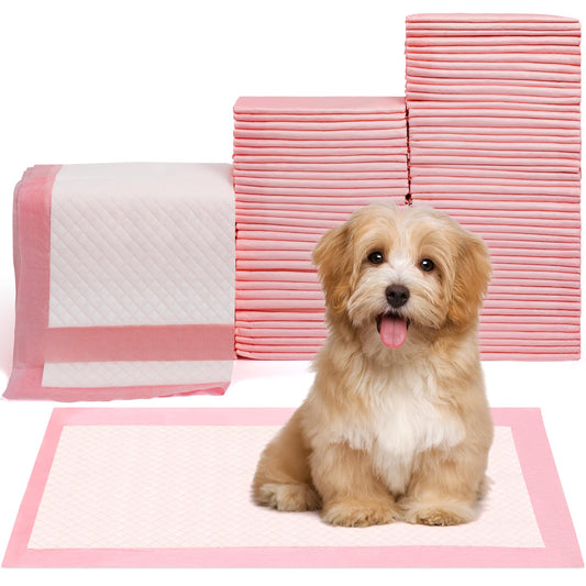 Pet Toilet Training Pads 100Count Disposable Puppy Pee Pads 18" x 13" for Dogs, Ultra Absorbent|Quick Dry|Leak-Proof Pet Potty Pads for Dog, Cat, Rabbits and Guinea Pigs (Pink)