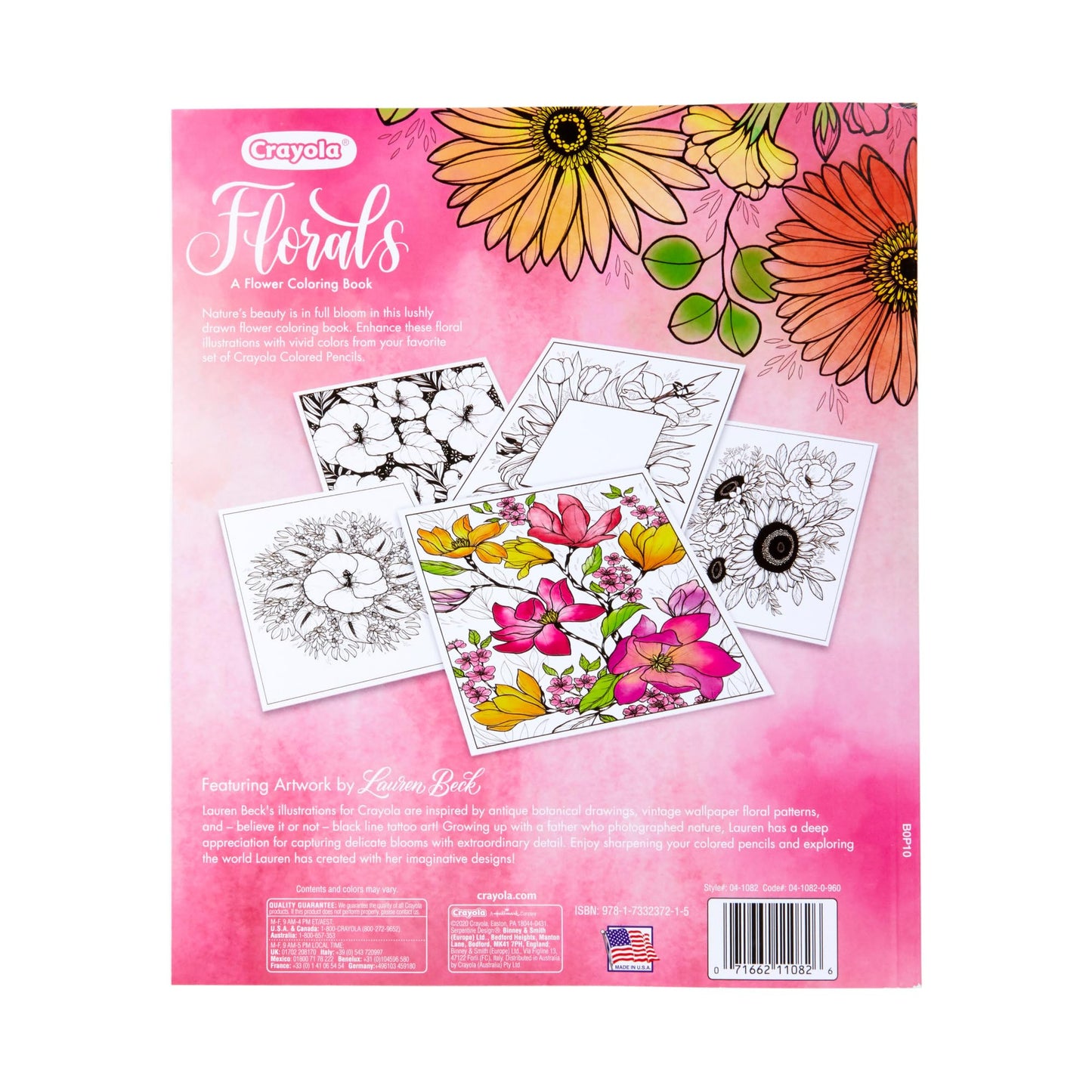 Crayola Floral Adult Coloring Book (40pgs), Flower Adult Coloring Pages, Stress Relief Activity, Mindfulness Gift for Teens & Adults, 9+