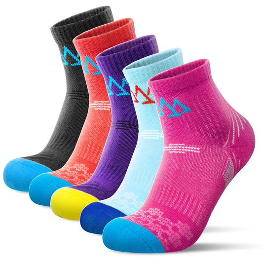 innotree 5 Pack Quarter Ankle Hiking Socks for Women, Cotton Cushion Breathable Athletic Socks for Outdoor Hiking Walking, Medium