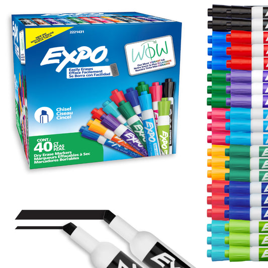 EXPO Low Odor Dry Erase Markers Chisel Tip Assorted Fashion Colors 36 Count for Classroom Office & Home Use