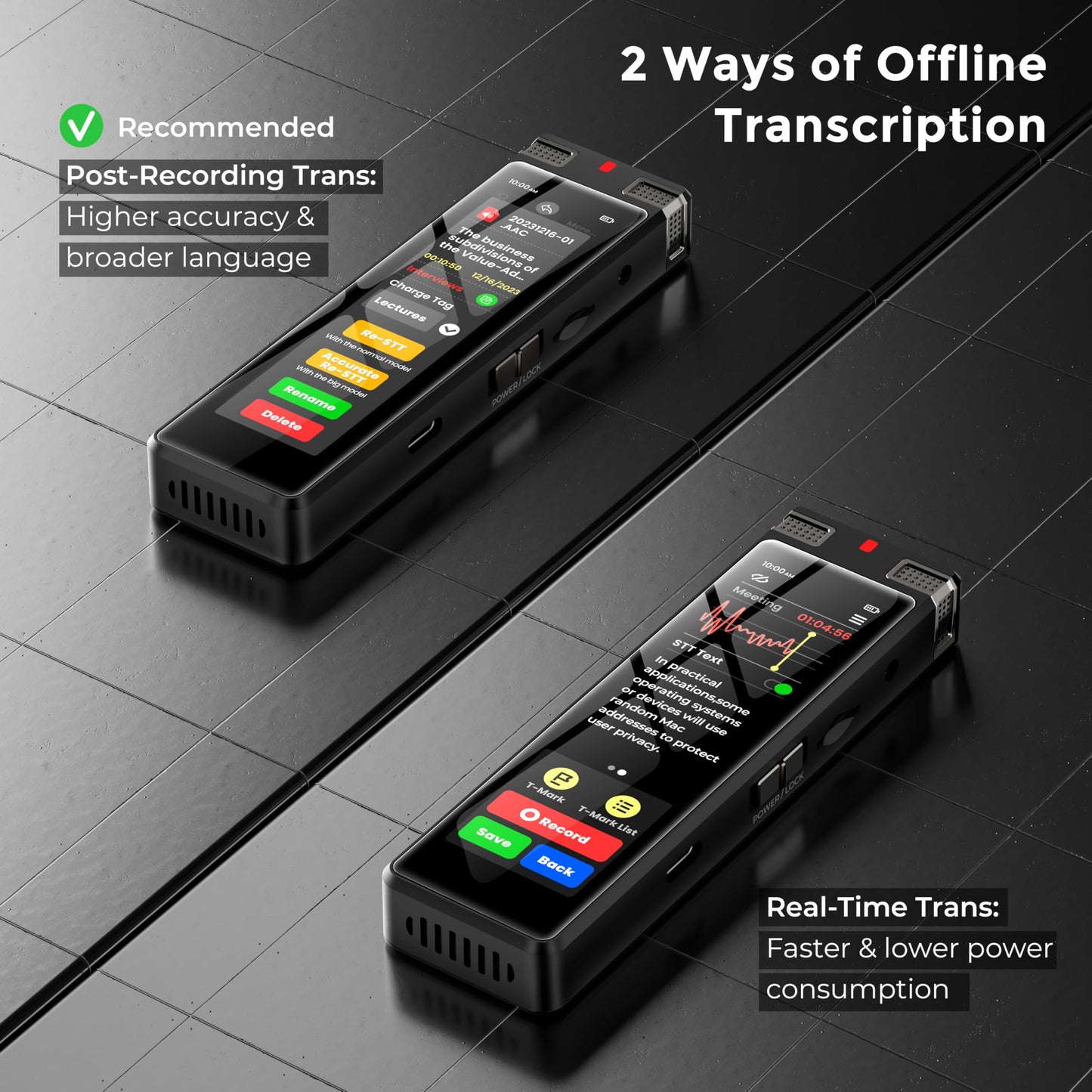 136GB AI Voice Recorder, TIMMKOO Digital Voice Recorder with Playback, Offline Transcribe and Online Summarize/Mindmap/Translation Base on AI Technology, Voice Activated Audio Recorder (Black)