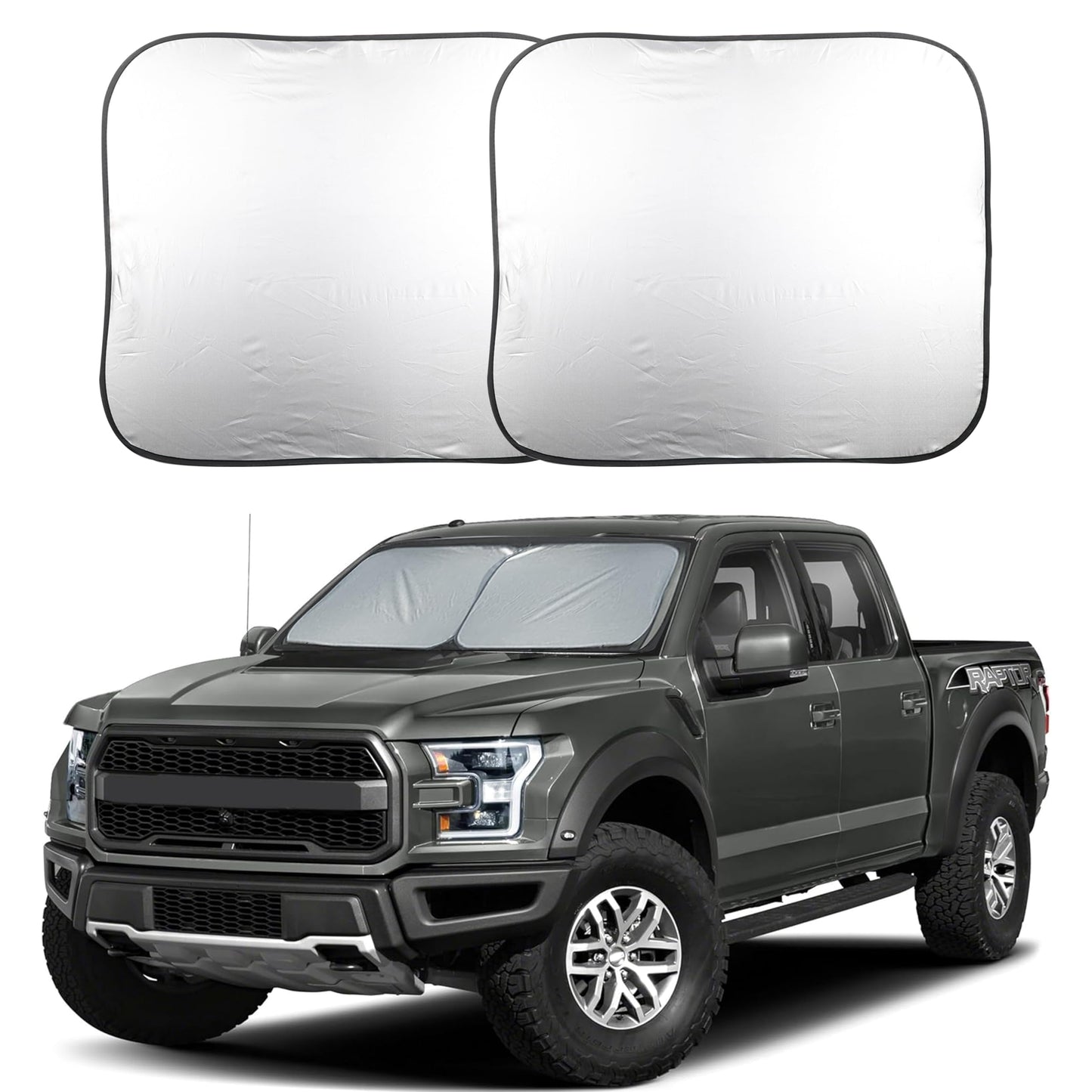 EcoNour 2 Piece Sunshade for Car Windshield | Durable 240T Polyester Car Windshield Shade Blocks UV Rays | Sun Protection for Front Window | Small (23.5 in x 29 in)