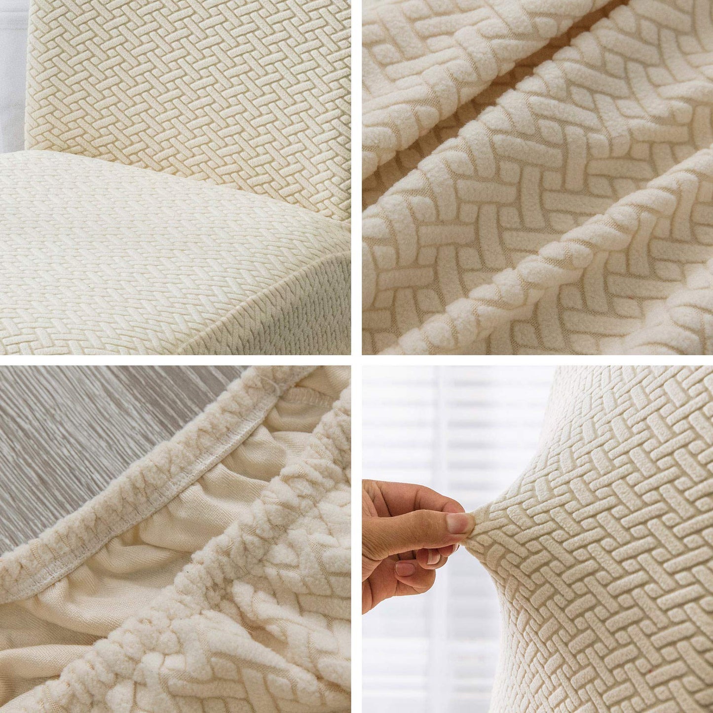 Genina Chair Covers for Dining Room Set of 4 - Stretch Slipcovers for Kitchen Parsons Chairs, Beige