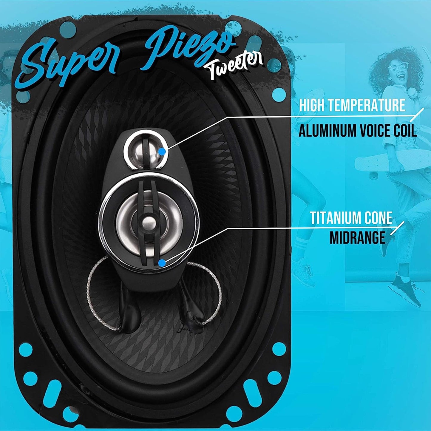 Pyle 4 Way 6x9 Inch 500 Watt Quadriaxial Loud Pro Audio Universal Quick Replacement Component Sound Speaker with Non-Fatiguing Butyl Rubber (Set of 2)