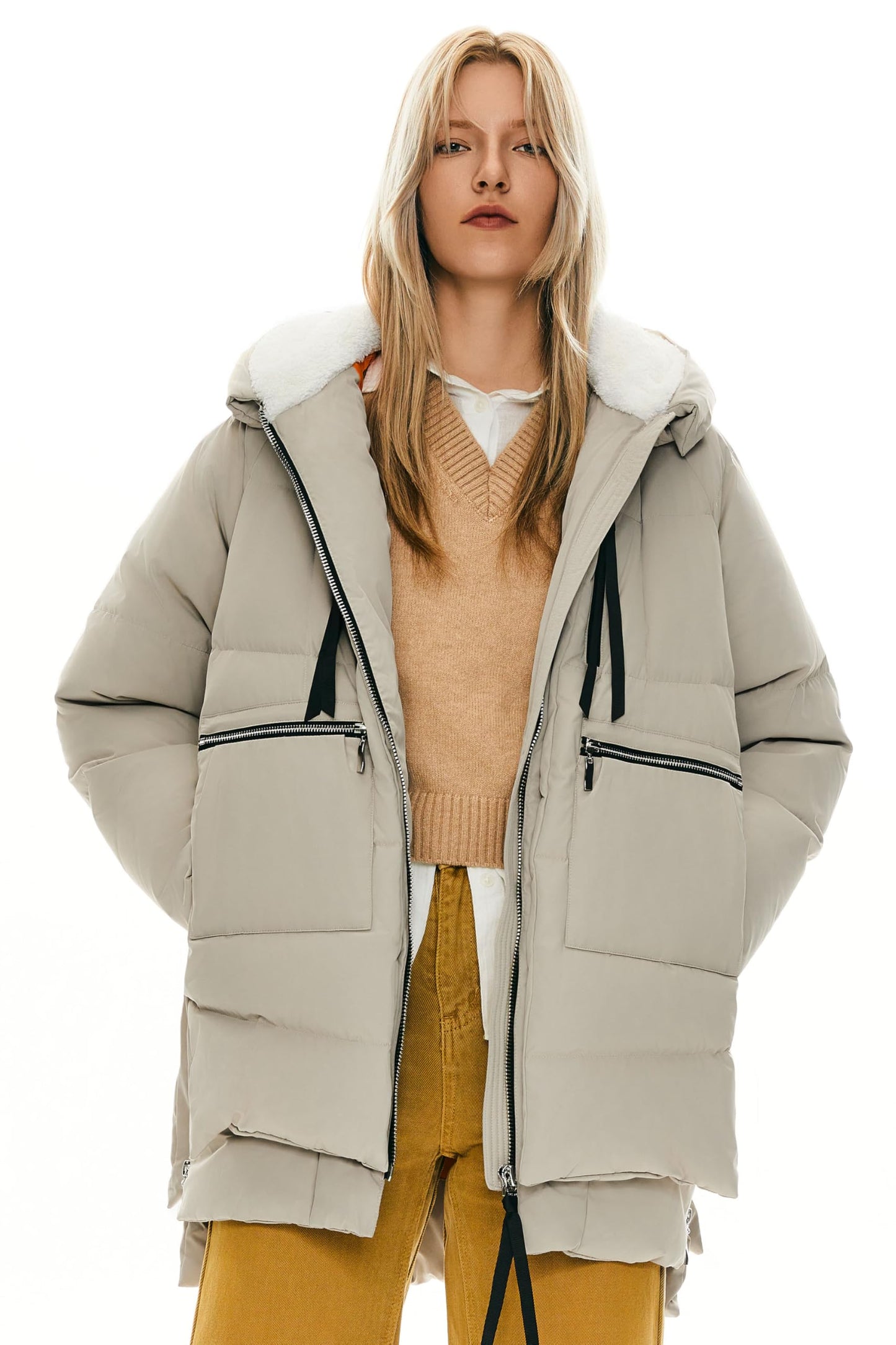 Orolay Women's Thickened Down Jacket Beige Large