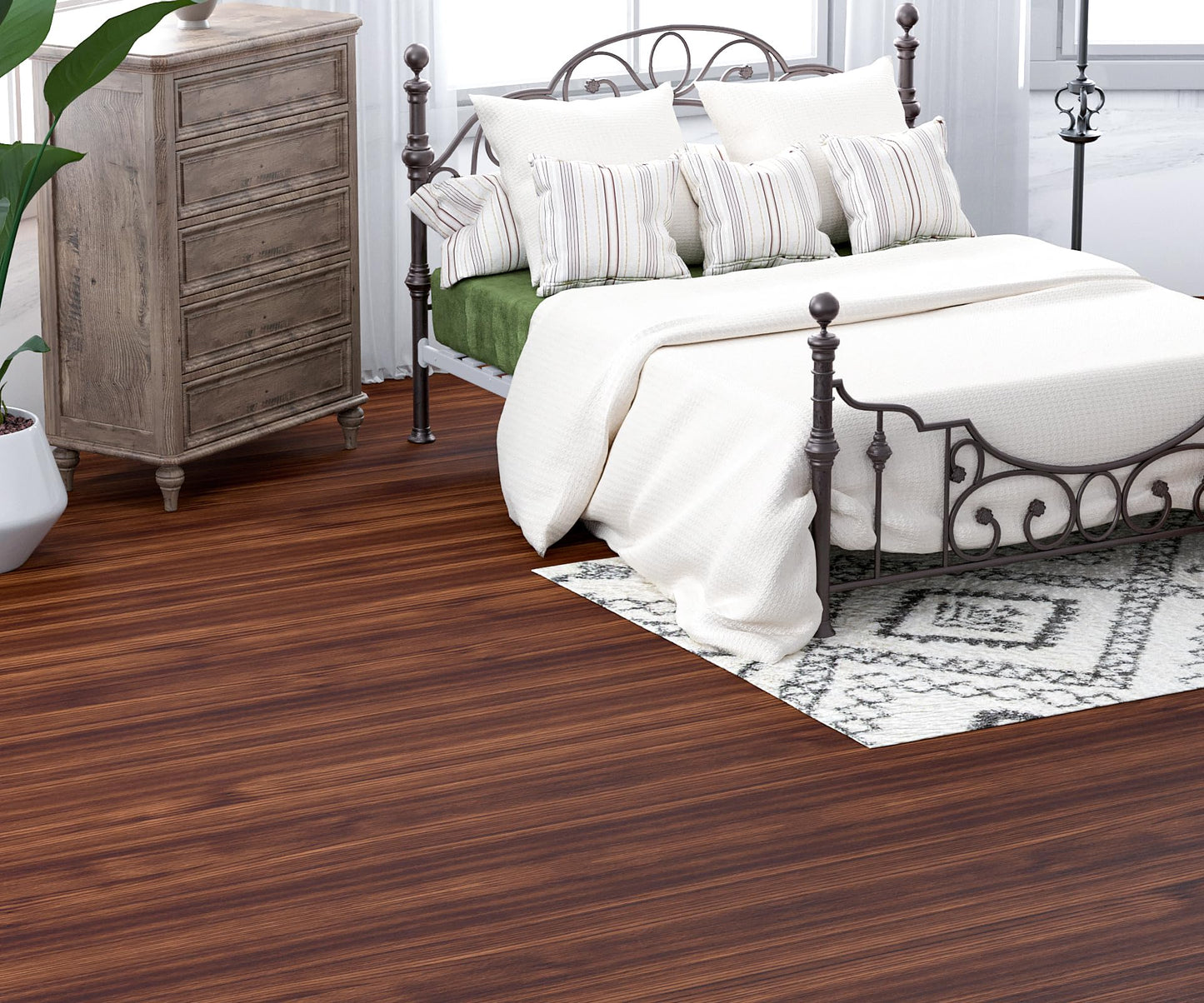 WIFEA Self Adhesive Vinyl Flooring Roll 23.6"x 118"/19 Sq.Ft Wood Grain Peel Stick Floor Tiles, Wear-Resistant and Waterproof Vinyl Plank Flooring for Bedroom Living Room Office Balcony Brown