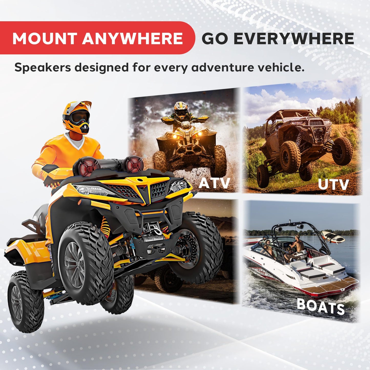 Pyle Bluetooth Speakers 800 Watt 6.5 Inch Amplified Sound System with Multi-Color LED Lights, Waterproof Marine Bluetooth Wireless Speakers with Weatherproof Design, Ideal for Outdoor and Vehicle Use