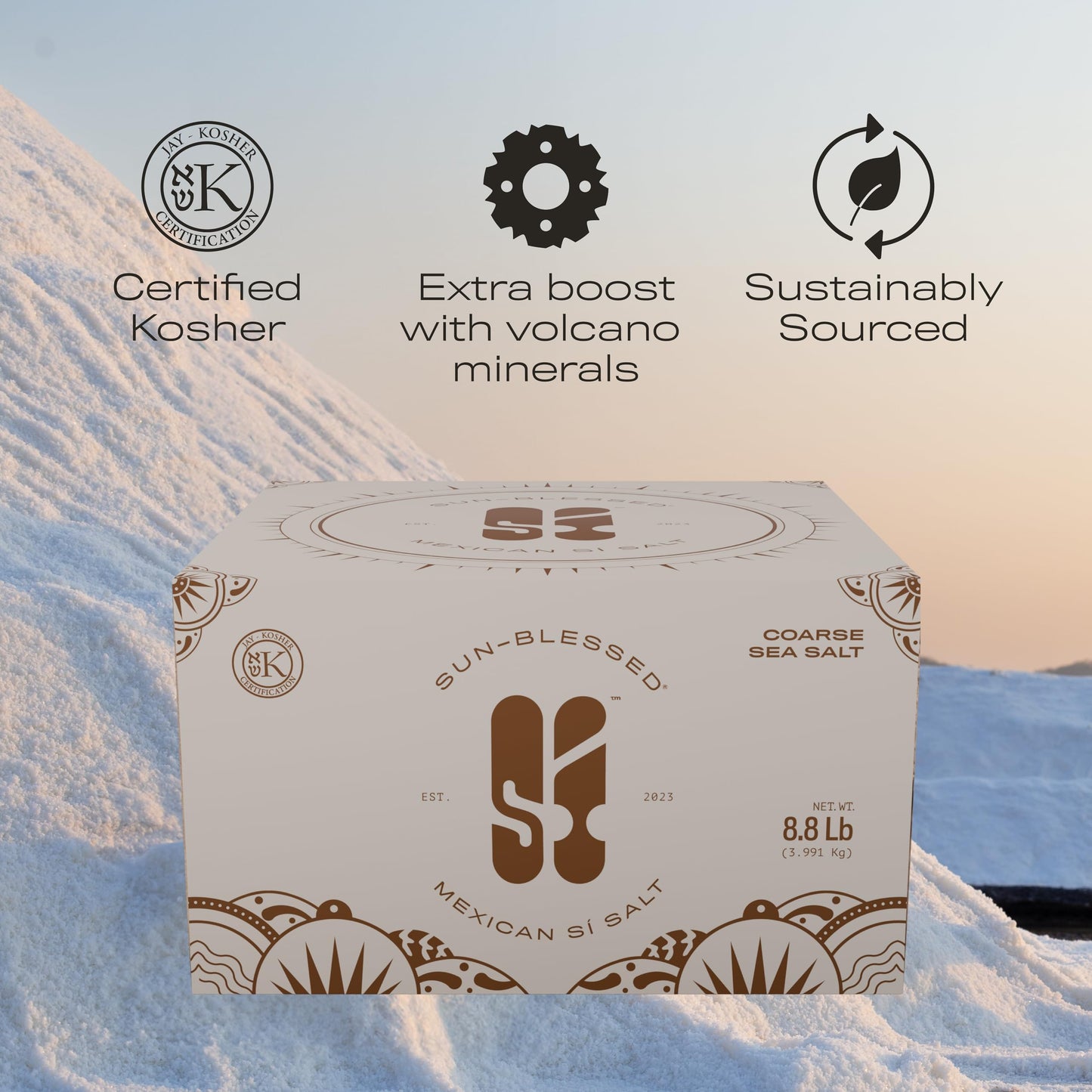 Sí Salt, Colima Sea Salt, Crystals, Kosher, Unrefined, Hand Harvested Bulk Size, Canning, FoodService (8.8 lbs, Coarse Sea Salt)