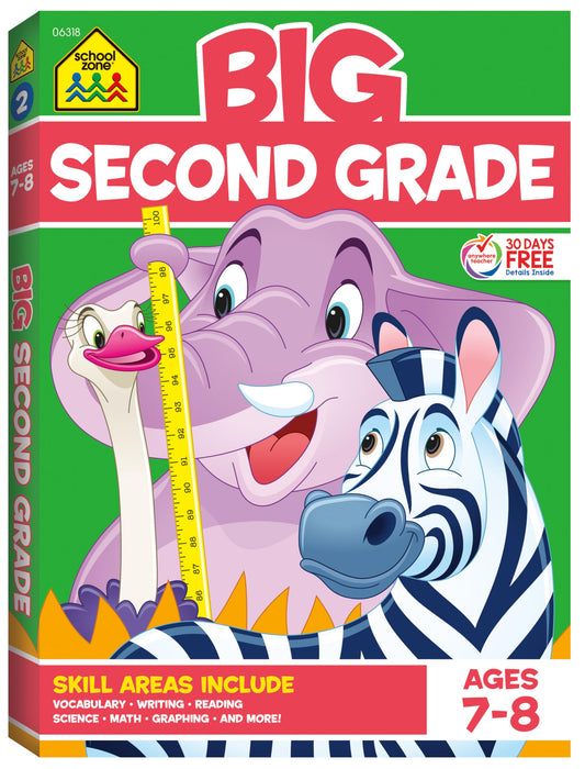 School Zone Big Second Grade Workbook: 320 Pages, 2nd Grade, Word Problems, Reading Comprehension, Phonics, Math, Science, Ages 7 to 8 (School Zone Big Workbook Series)