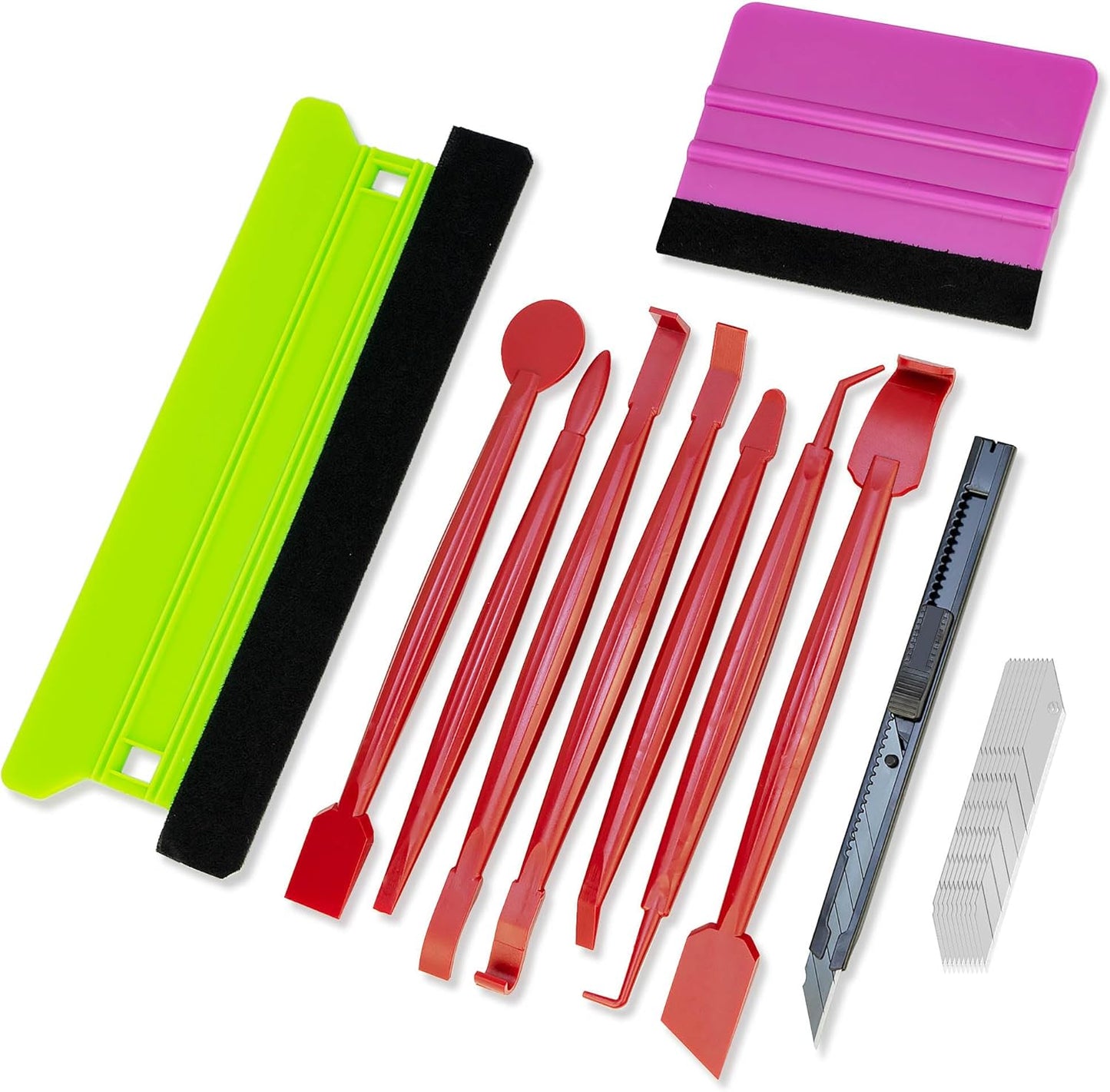 CARTINTS Car Install Tools for Vinyl Wrap, Vehicle Tinting Window Film Application Kit Includes Vinyl Wrap Magnets, 7 in1 Mini Squeegee, Felt Squeegee, Razor Blade Wrapping Cutter, 9mm Vinyl Knife