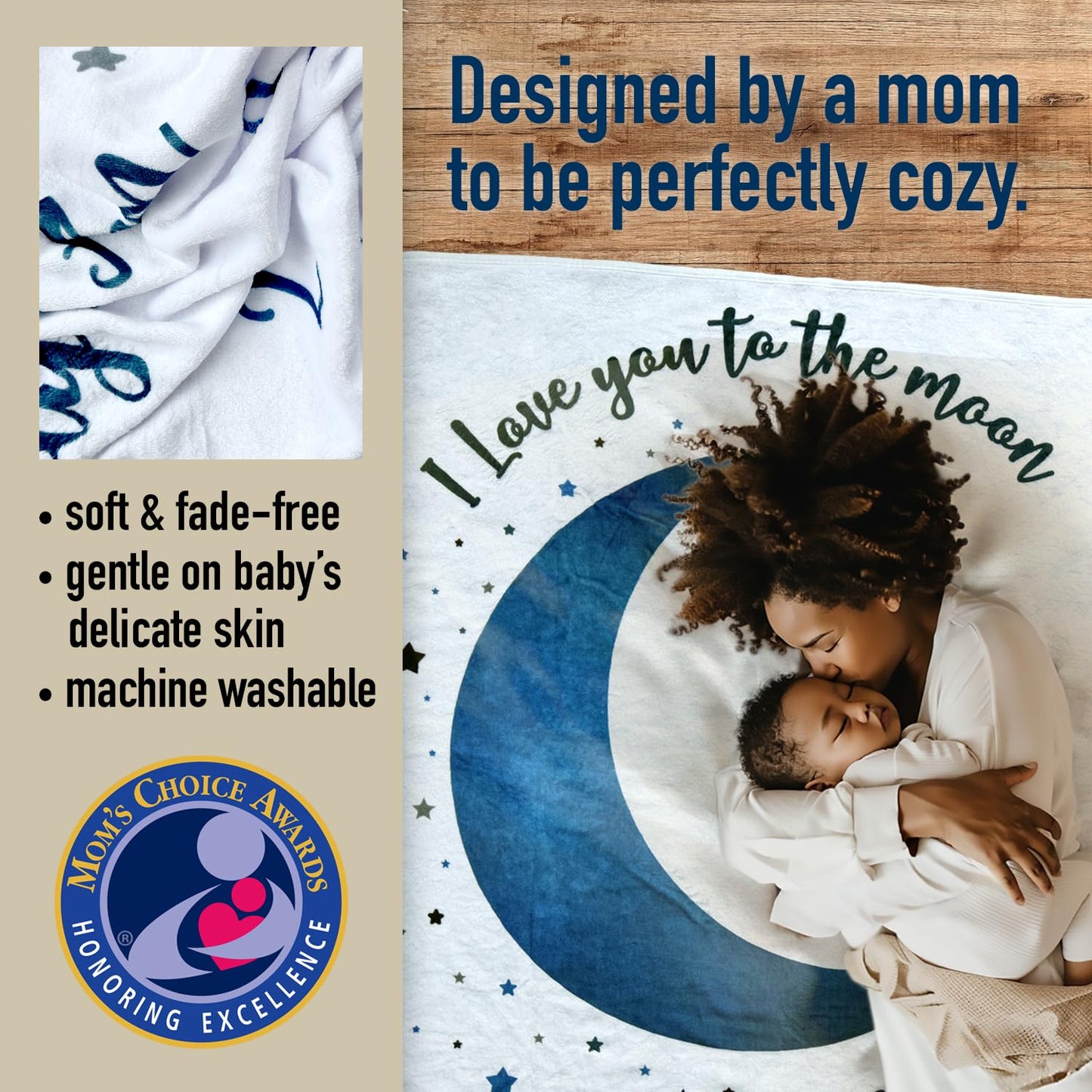 The Modern Child Baby Milestone Blanket - Super Soft Fleece Monthly Milestone Blanket for Baby Girl and Boy - Perfect for Baby's First Year Growth Chart - Monthly Baby Milestone - Blue Moon - 60"x40"