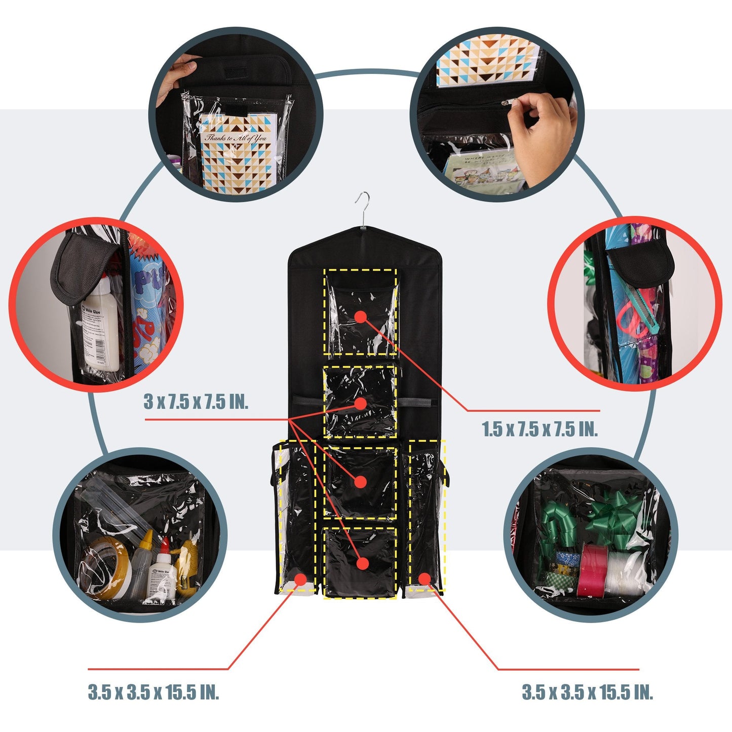 Regal Bazaar Double-Sided Hanging Gift Bag and Gift Wrap Organizer (Black)