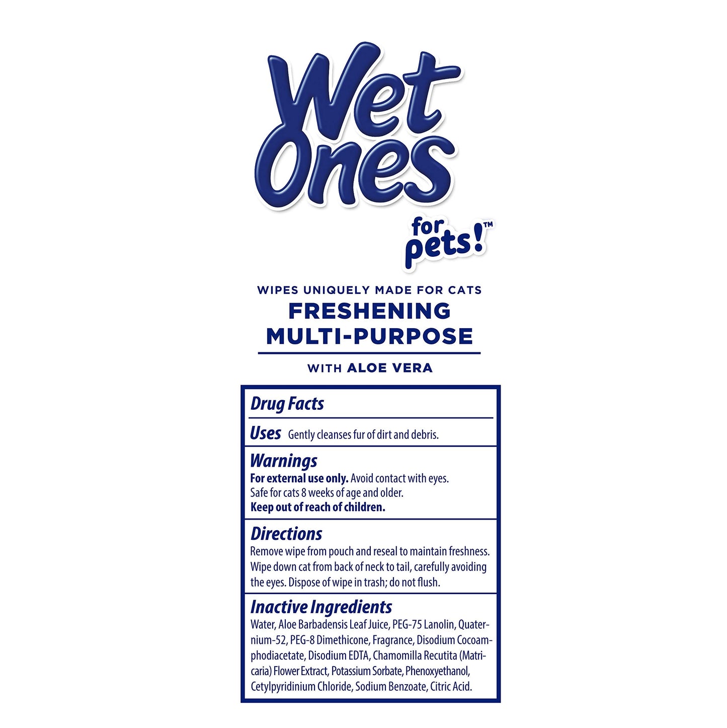 Wet Ones for Pets Cat Cleaning Wipes - Fresh Scent Cat Grooming Wipes with Aloe Vera - Safe Cat Hygiene Supplies - Cat Fur Cleaner - Cat Dander Wipes - Kitten Wipes - Pet Cleaning Supplies - 50 Count