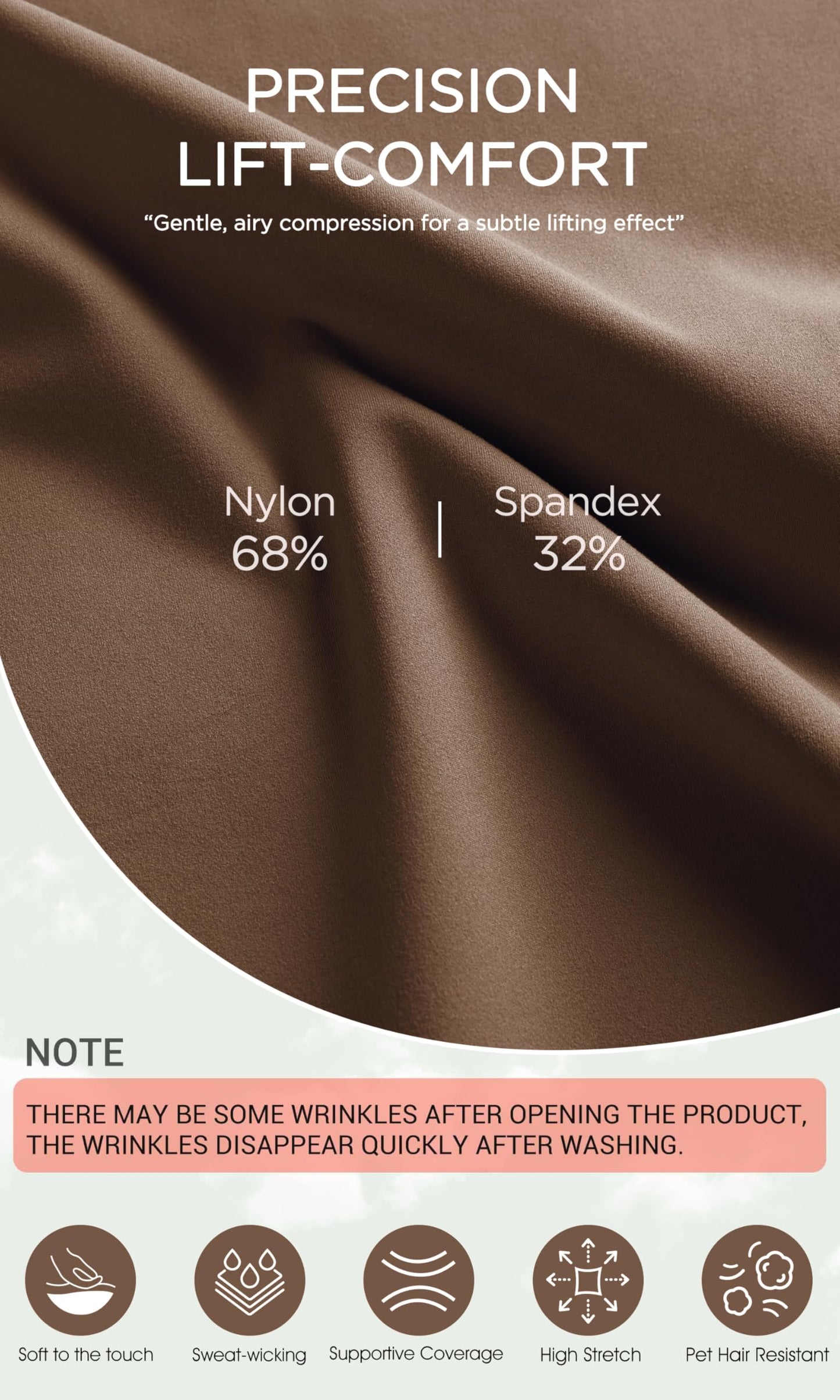 ODODOS ODLIFT Compression Shorts for Women, 6" Inseam High Waist Workout Biker Shorts with Inner Pocket, Brunette, Large