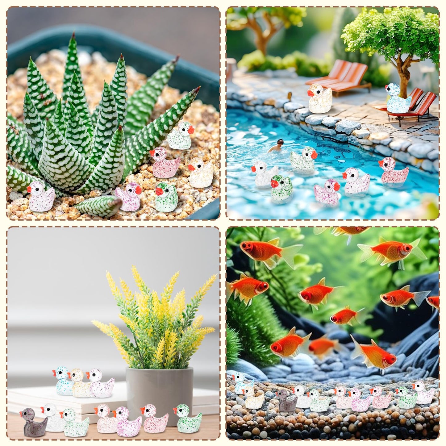 YsesoAi 100Pcs Glitter Mini Resin Ducks, Tiny Ducks Figurines Bulk for Miniature Dollhouse Decor Accessories Garden Aquarium Potted DIY Ornament Charms Office Classroom Activity to Hide Party Toys