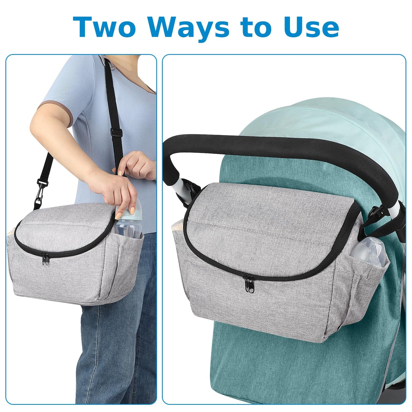 Accmor Universal Stroller Organizer - Large Capacity Stroller Bag with Shoulder Strap - Accessories for Uppababy, Nuna, Doona, Britax