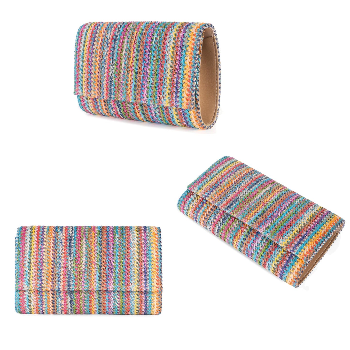 Kseymeir Straw Clutch Purse Shoulder Crossbody Bag Envelope Purse Raffia Handbag for Summer Beach Wedding Travel 2025 Trendy, Colorful