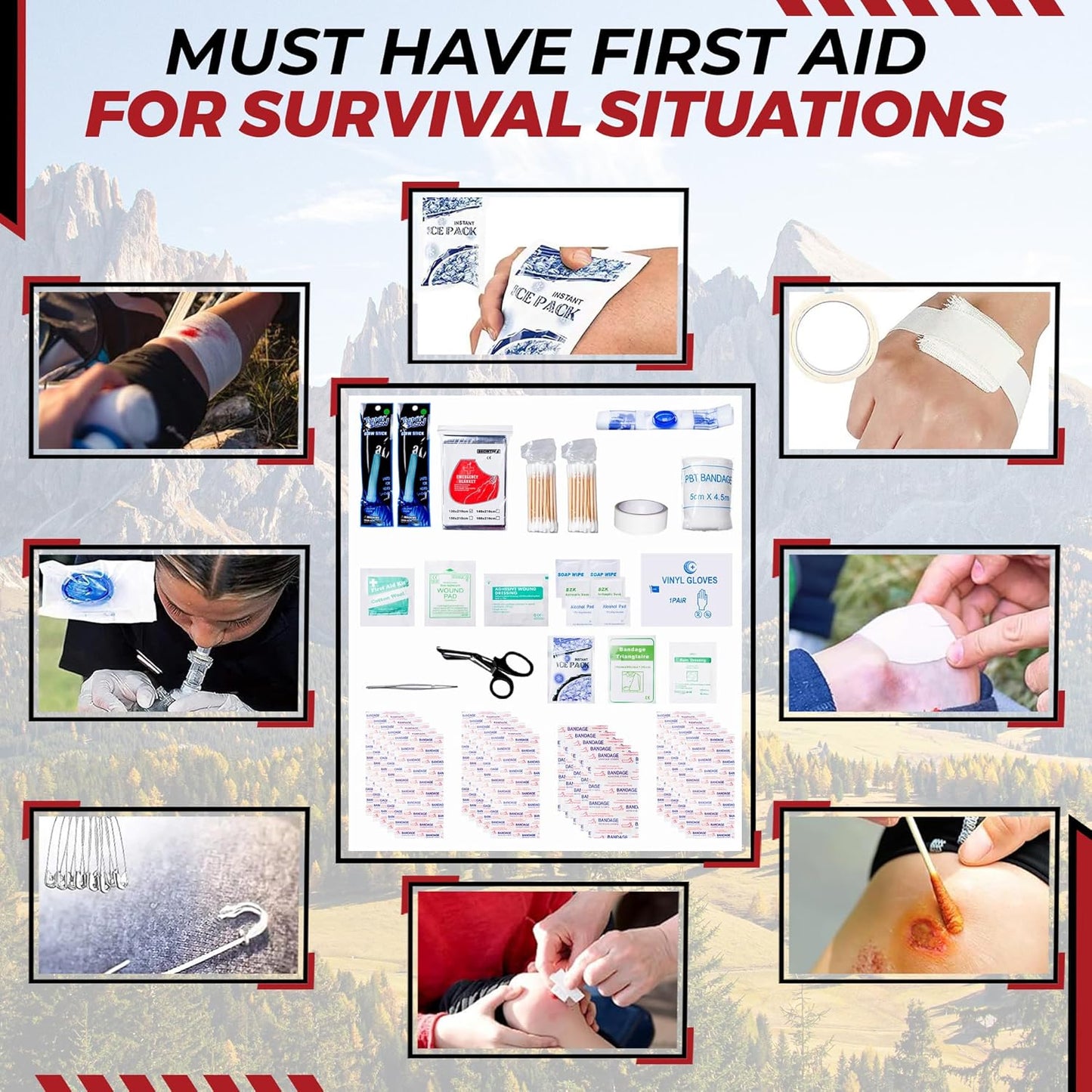 320-Piece Survival Kit | Emergency Gear for Camping, Hiking & Disaster Preparedness | Essential Roadside Emergency Kit | Molle Compatible Bug Out Bag | First Aid, Tactical Tools & Survival Essentials