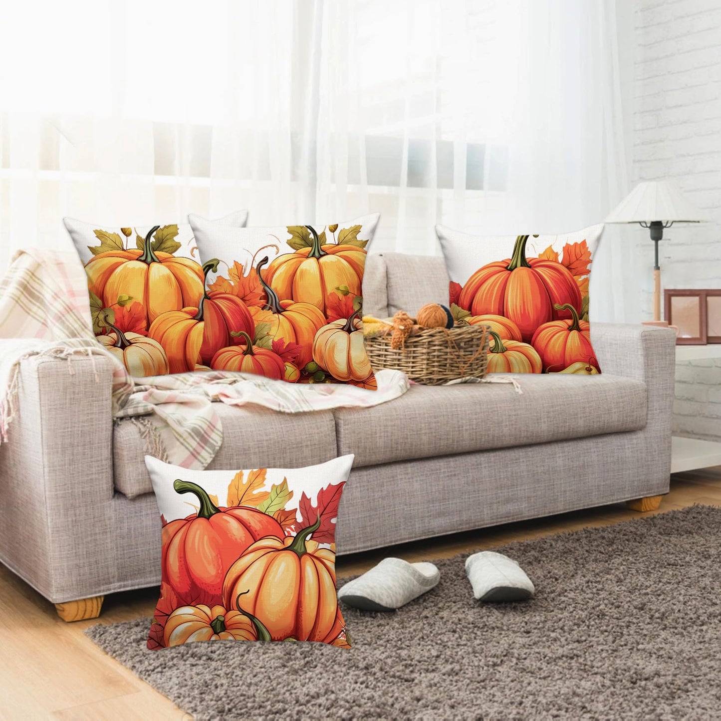 FARMNALL Fall Decorations for Home, Fall Pillow Covers 18x18 Set of 4, Autumn Thanksgiving Decorations and Supplies for Home Sofa Couch Decor