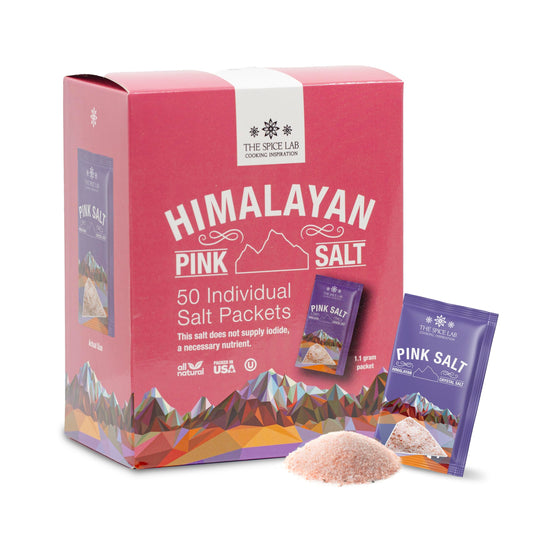 The Spice Lab Himalayan Pink Salt - Fine - 50 Salt Packets- Gourmet Pure Crystal - Pink Himalayan Salt is Nutrient and Mineral Dense for Health - Kosher & Natural Certified