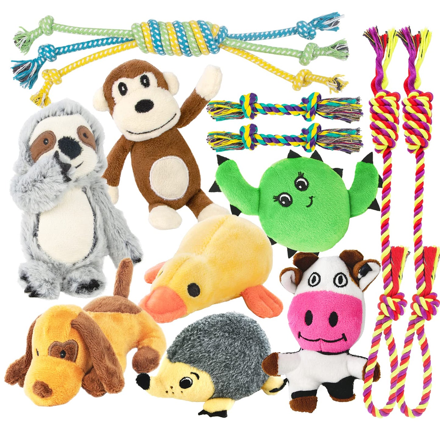 LEGEND SANDY Puppy Toys, Squeaky Dog Toys for Small Dogs, 12 Pack Puppy Chew Toys for Teething, Dog Rope Toy and Cute Stuffed Animals Value Bundle