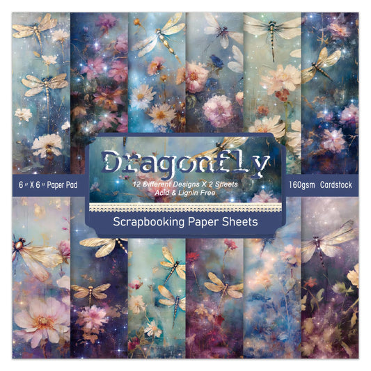 24 Sheets Scrapbook Paper Pad Cardstock, 6 x 6 Inch Colorful Decorative Decoupage for Card Making Folded Material Gift Wrapping Junk Journals Supplies DIY Crafts Photo Album