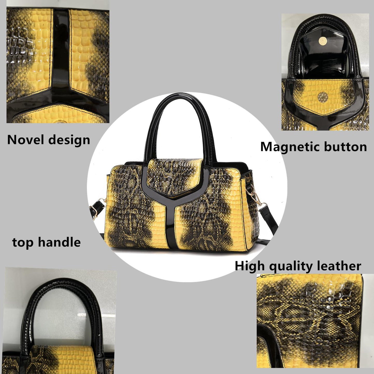 PHEVOS Medium Satchel Handbag Shoulder Crossbody Purse Top handle Crocodile Hobo bags for Women