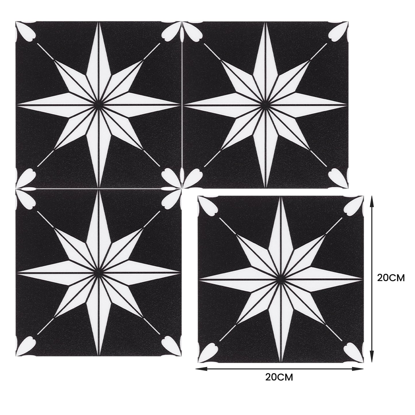 Peel and Stick Floor Tile Self Adhesive Waterproof 8" x 8" Vinyl Flooring, Removable Floor Stickers DIY for Bathrooms,Kitchen,Living Room,Black 10Pcs