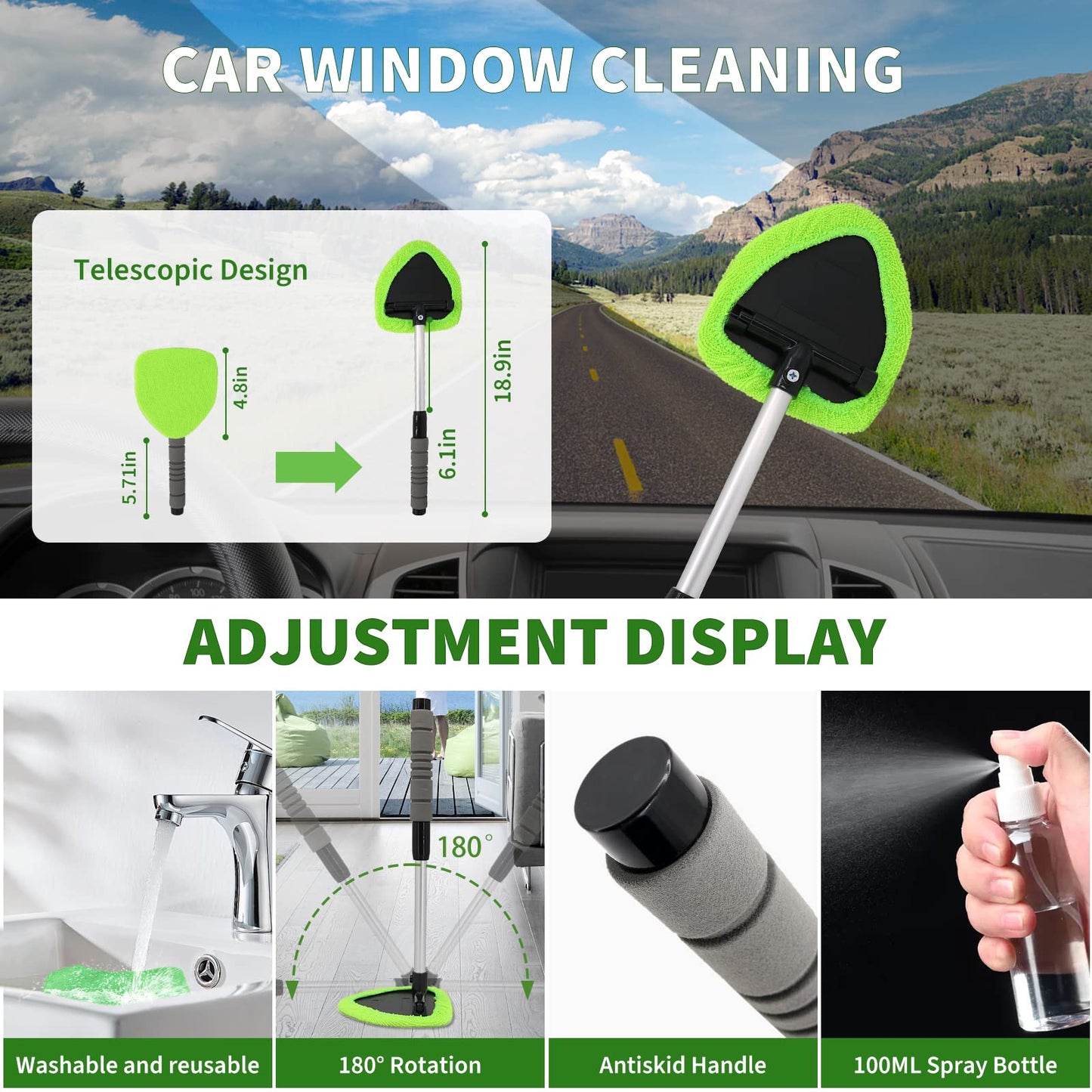 Funsmore 18Pcs Car Detailing Kit, Interior Car Cleaning Kit, Leather & Textile Car Interior Brush, Car Detailing Brush Set with Windshield Cleaning Tool Complete Car Interior Care Kit