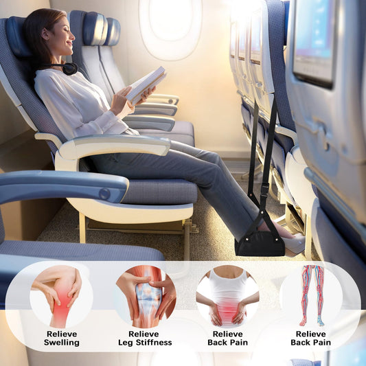 Airplane Foot Rest-2Pack, Airplane Travel Comfort Essentials, Portable Height Adjustable Travel Footrest Hammock Accessories, Relieves Legs Pressure and Lower Back Soreness for Long Trip