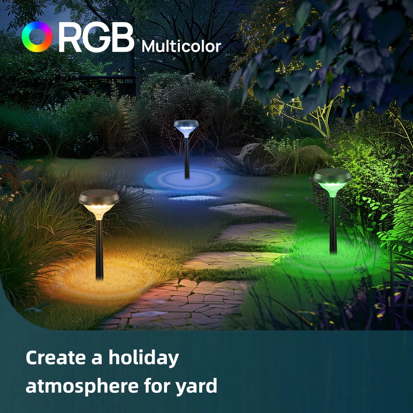Linkind Solar Pathway Lights 8 Pack, Color Changing Path Lights Outdoor Waterproof, Multicolor+Warm White+Cool White Solar Lights for Walkway Pathway Yard Garden Landscape