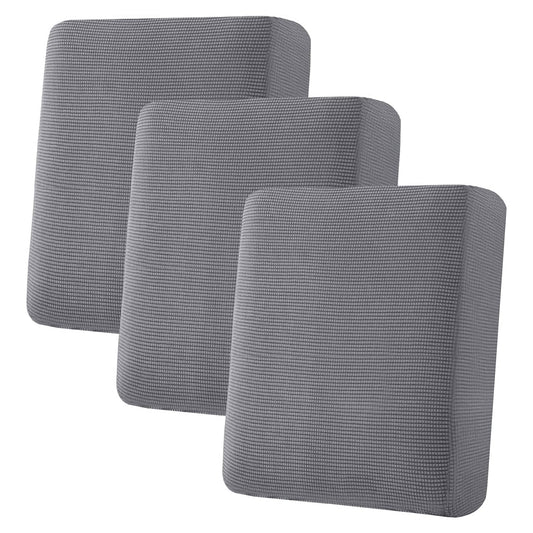 H.VERSAILTEX Super Stretch Individual Seat Cushion Covers Sofa Covers Couch Cushion Cover Slipcover Sets Thick Jacquard Textured Twill Fabric (3 Piece Sofa Cushion Covers, Grey)