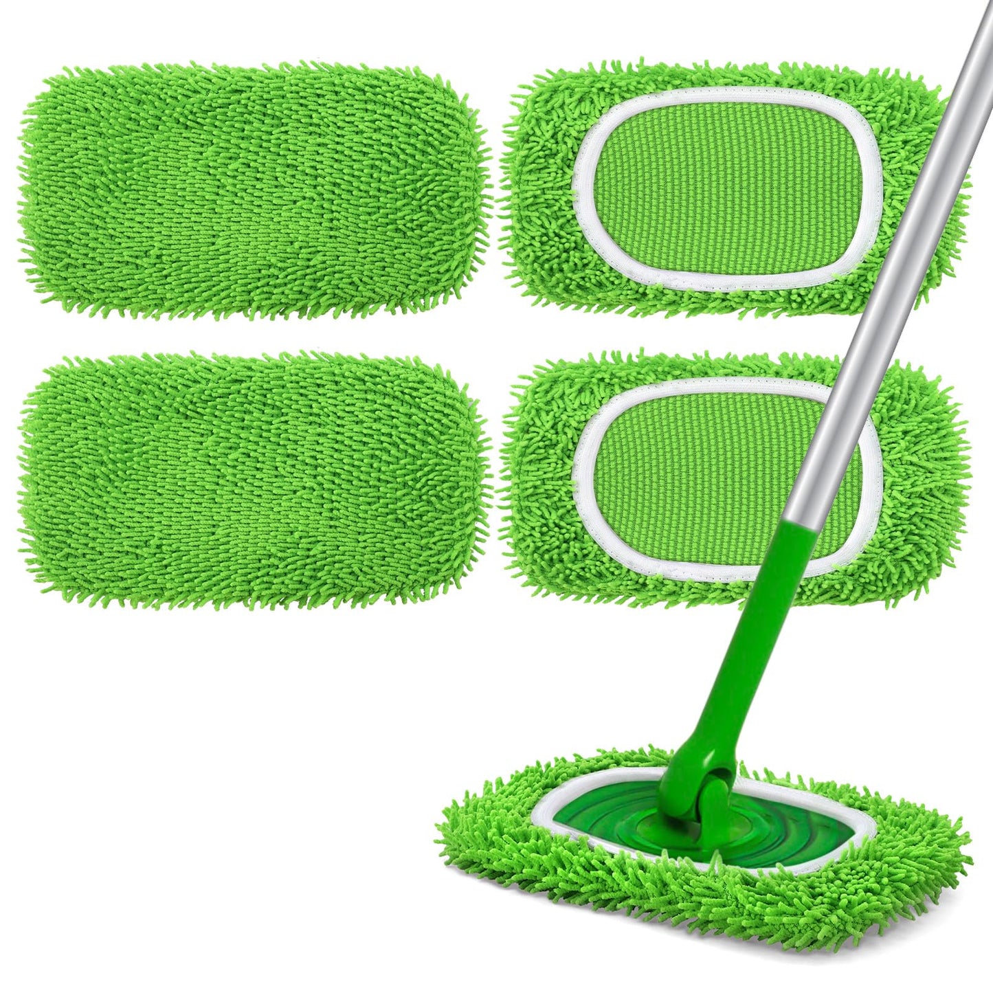 Reusable Wet Pads Refill for Swiffer Sweeper Mop - Dry Sweeping Cloths & Wet Mopping Cloths for Household Cleaning - Washable Microfiber Mop Pads, 6 Pack (Mop is not Included)