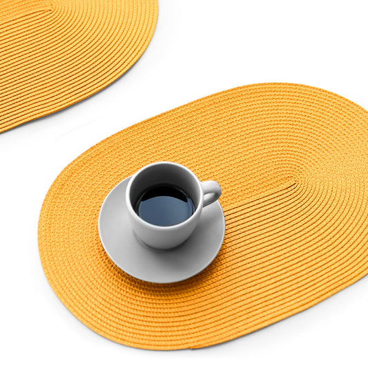 FunWheat Oval Braided Placemats Set of 8 Table Mats for Dining Tables Washable Heat Resistant Place Mats for Indoor Outdoor Use 12 x18 Inch(Oval Pumpkin, 8pcs)