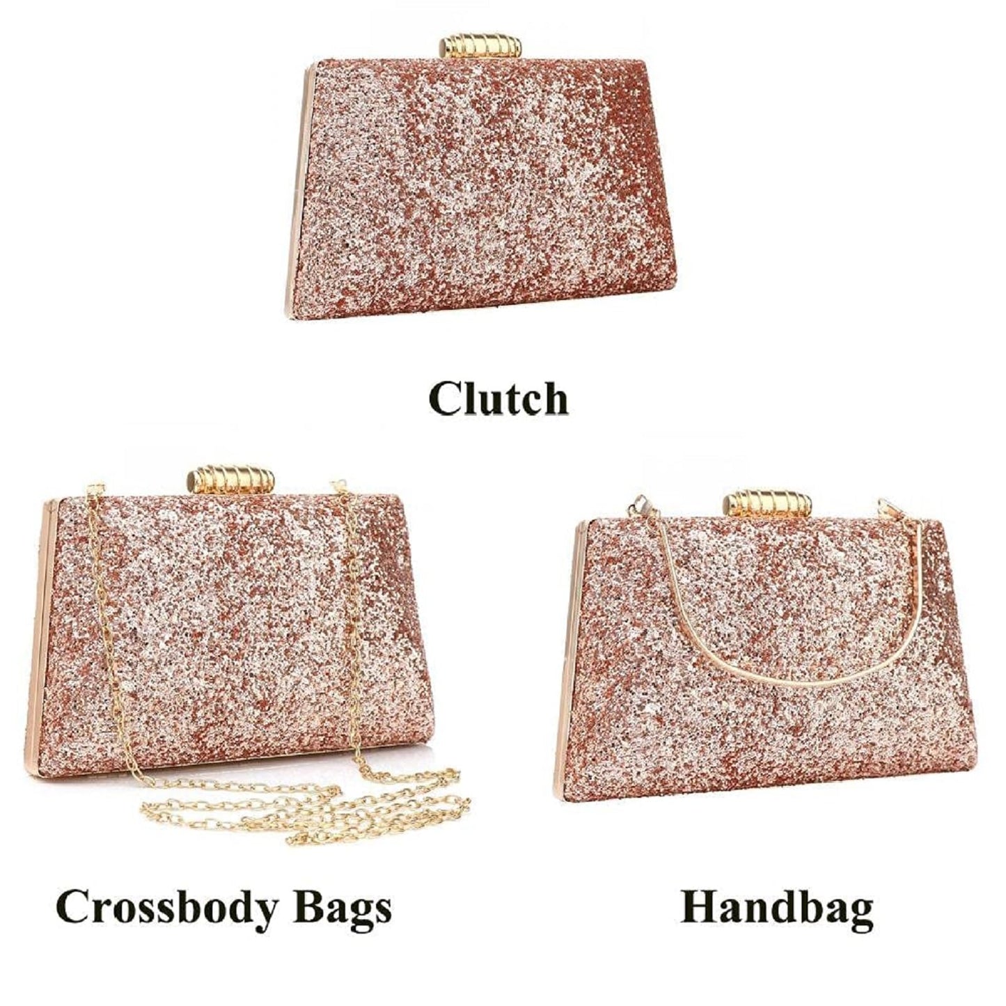 YYW Womens Clutch Evening Bag Wedding Party Purse and Shoulder Handbag (Rose gold color)