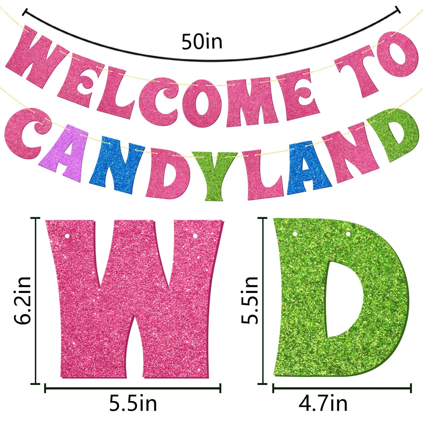 Candy Themed Party Decorations - Hanging Swirls, Banner, Birthday and Baby Shower Decor for Classroom - 11Pcs